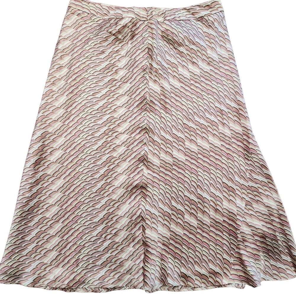 LAFAYETTE SILK PINK/BEIGE SILK SKIRT WITH SIDE ZIP SIZE 10